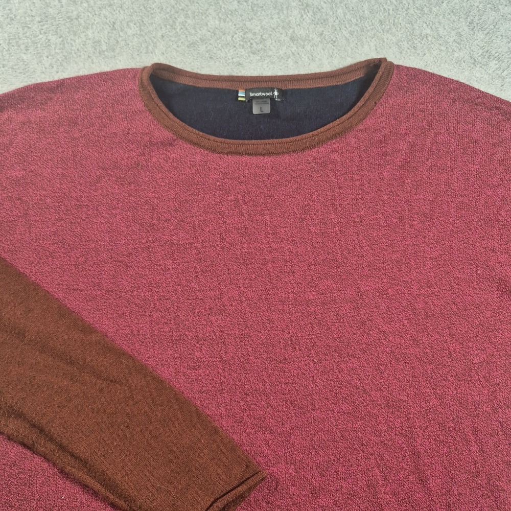 Smartwool Womens Large Merino Wool Colorblock Tunic Sweater Pink Navy